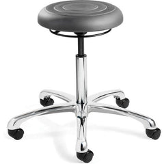 Adjustable Backless Stool: Polyurethane, 25″ Seat Width, 25″ Seat Depth 20 to 27″ Seat Height