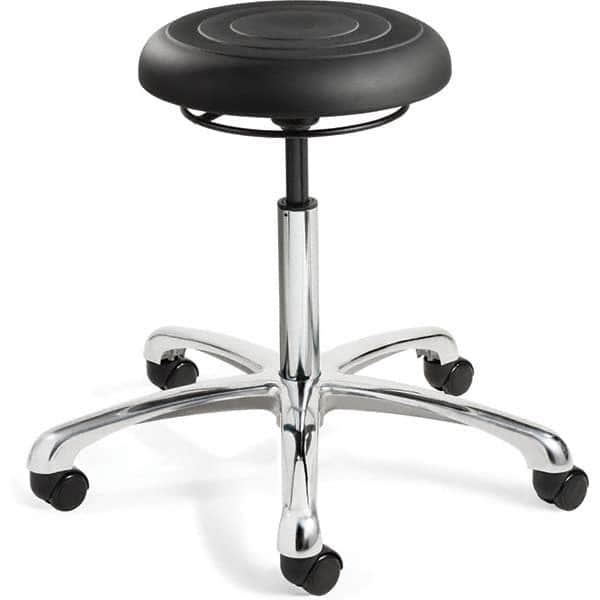 Bevco - Swivel & Adjustable Stools Type: Adjustable Backless Stool Base Type: Polished Aluminum Base - Benchmark Tooling