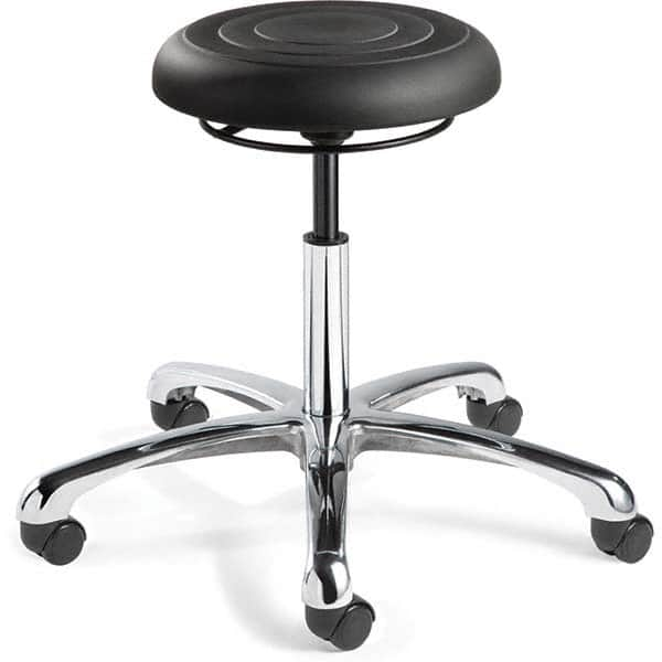 Bevco - Swivel & Adjustable Stools Type: Adjustable Backless Stool Base Type: Polished Aluminum Base - Benchmark Tooling