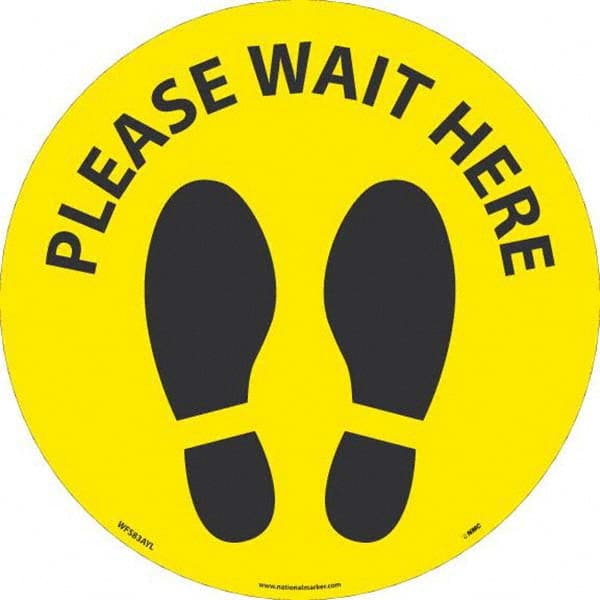 NMC - "Please Wait Here" Adhesive-Backed Floor Sign - Benchmark Tooling