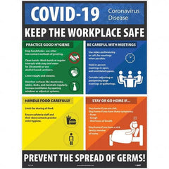 NMC - "COVID 19 - Keep the Workplace Safe", 18" Wide x 24" High, Paper Safety Sign - Benchmark Tooling