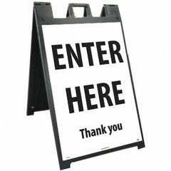 NMC - "ENTER HERE", 25" Wide x 45" High, Plastic Safety Sign - Benchmark Tooling