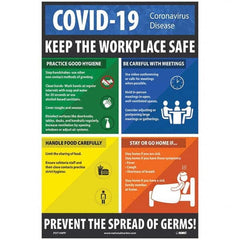 NMC - "COVID 19 - Keep the Workplace Safe", 12" Wide x 18" High, Paper Safety Sign - Benchmark Tooling