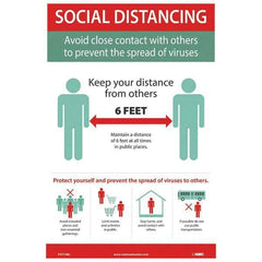 NMC - "COVID 19 - Social Distancing - Avoid Close Contact with Others to Prevent the Spread of Viruses", 12" Wide x 18" High, Vinyl Safety Sign - Benchmark Tooling