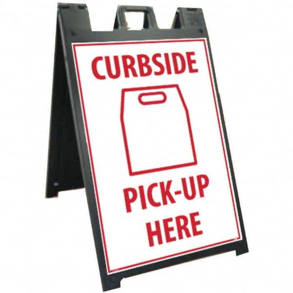 NMC - "Curbside Pick-Up Here", 25" Wide x 45" High, Plastic Safety Sign - Benchmark Tooling