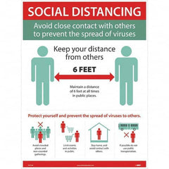 NMC - "COVID 19 - Social Distancing - Avoid Close Contact with Others to Prevent the Spread of Viruses", 18" Wide x 24" High, Paper Safety Sign - Benchmark Tooling