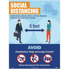 NMC - "COVID 19 - Social Distancing", 18" Wide x 24" High, Paper Safety Sign - Benchmark Tooling