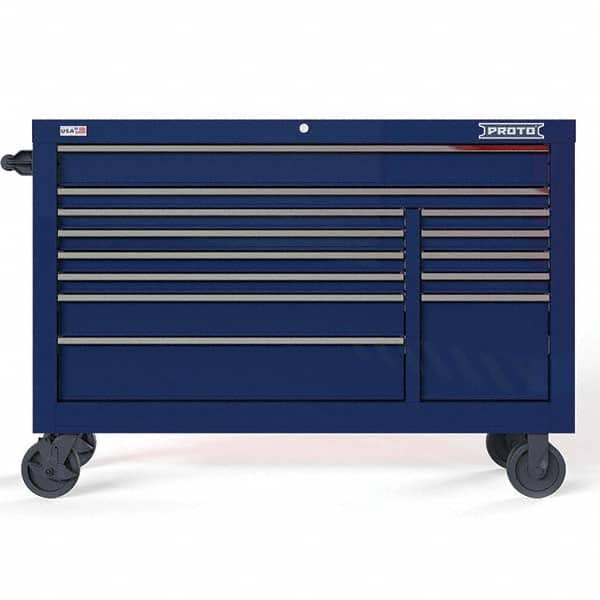 Steel Tool Roller Cabinet: 13 Drawers Gloss Blue, Vinyl Top