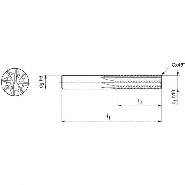 Mapal - Spiral Router Bits Cutting Diameter (mm): 12.00 Number of Flutes: 8 - Benchmark Tooling