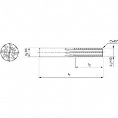 Mapal - Spiral Router Bits Cutting Diameter (mm): 16.00 Number of Flutes: 8 - Benchmark Tooling