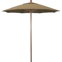 Patio Umbrellas; Diameter (Feet): 7.5; Height (Feet): 8.000; Fabric Color: Straw; Base Included: No; Canopy Fabric: Olefin; Fade Resistant: Yes; Additional Information: Push Lift; Frame Material: Aluminum