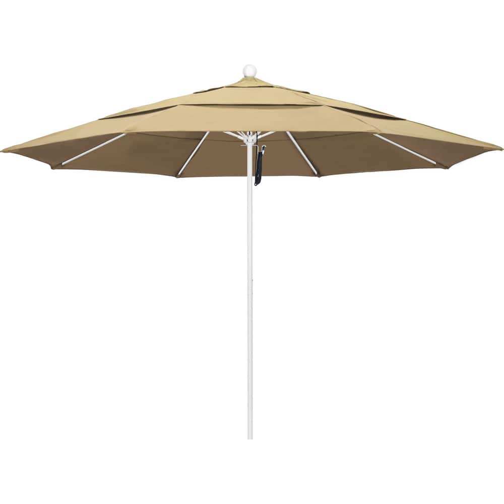 Patio Umbrellas; Diameter (Feet): 11; Height (Feet): 8.917; Fabric Color: Beige; Base Included: No; Canopy Fabric: Pacifica; Fade Resistant: Yes; Additional Information: Pulley Lift; Frame Material: Aluminum