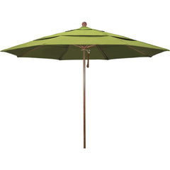 Patio Umbrellas; Diameter (Feet): 11; Height (Feet): 8.917; Fabric Color: Kiwi; Base Included: No; Canopy Fabric: Olefin; Fade Resistant: Yes; Additional Information: Pulley Lift; Frame Material: Aluminum