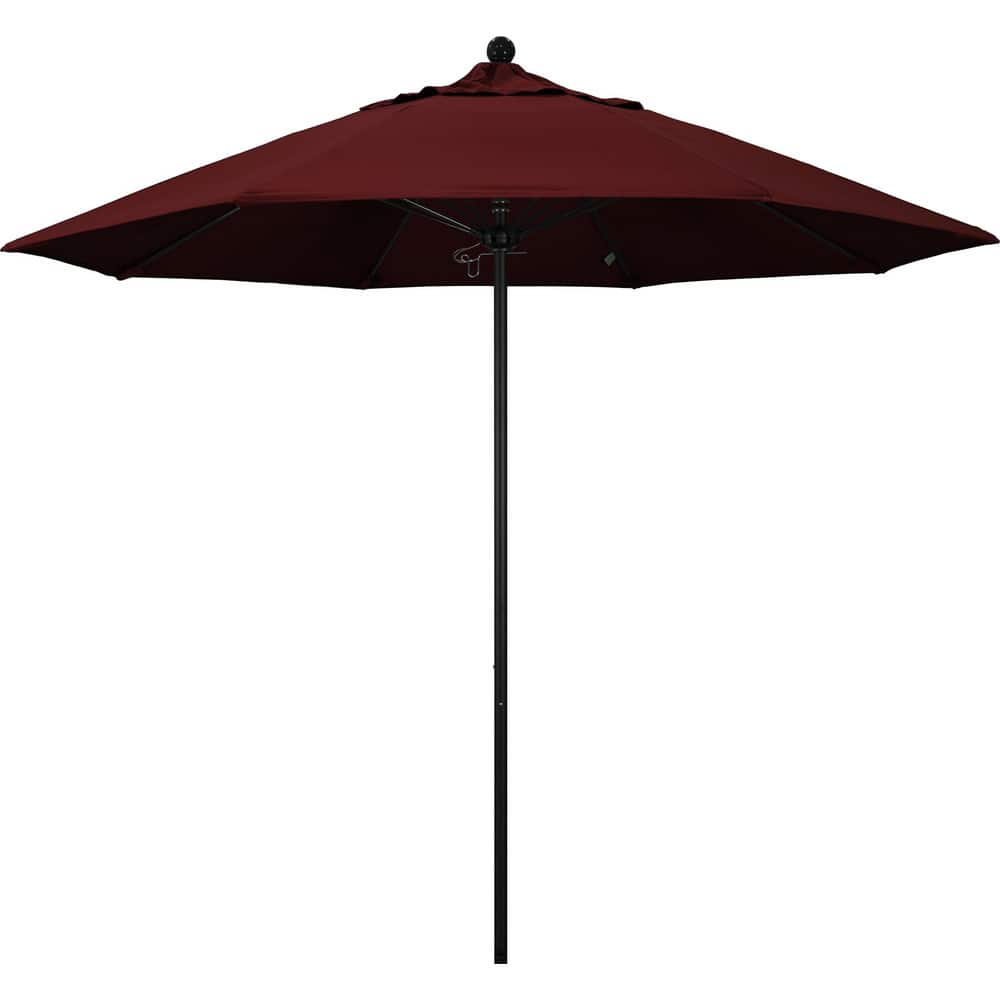 Patio Umbrellas; Diameter (Feet): 9; Height (Feet): 8.583; Fabric Color: Burgundy; Base Included: No; Canopy Fabric: Pacifica; Fade Resistant: Yes; Additional Information: Push Lift; Frame Material: Aluminum