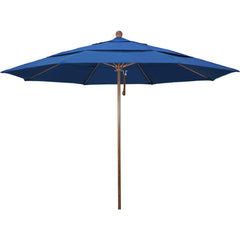 Patio Umbrellas; Diameter (Feet): 11; Height (Feet): 8.917; Fabric Color: Pacific Blue; Base Included: No; Canopy Fabric: Pacifica; Fade Resistant: Yes; Additional Information: Pulley Lift; Frame Material: Aluminum