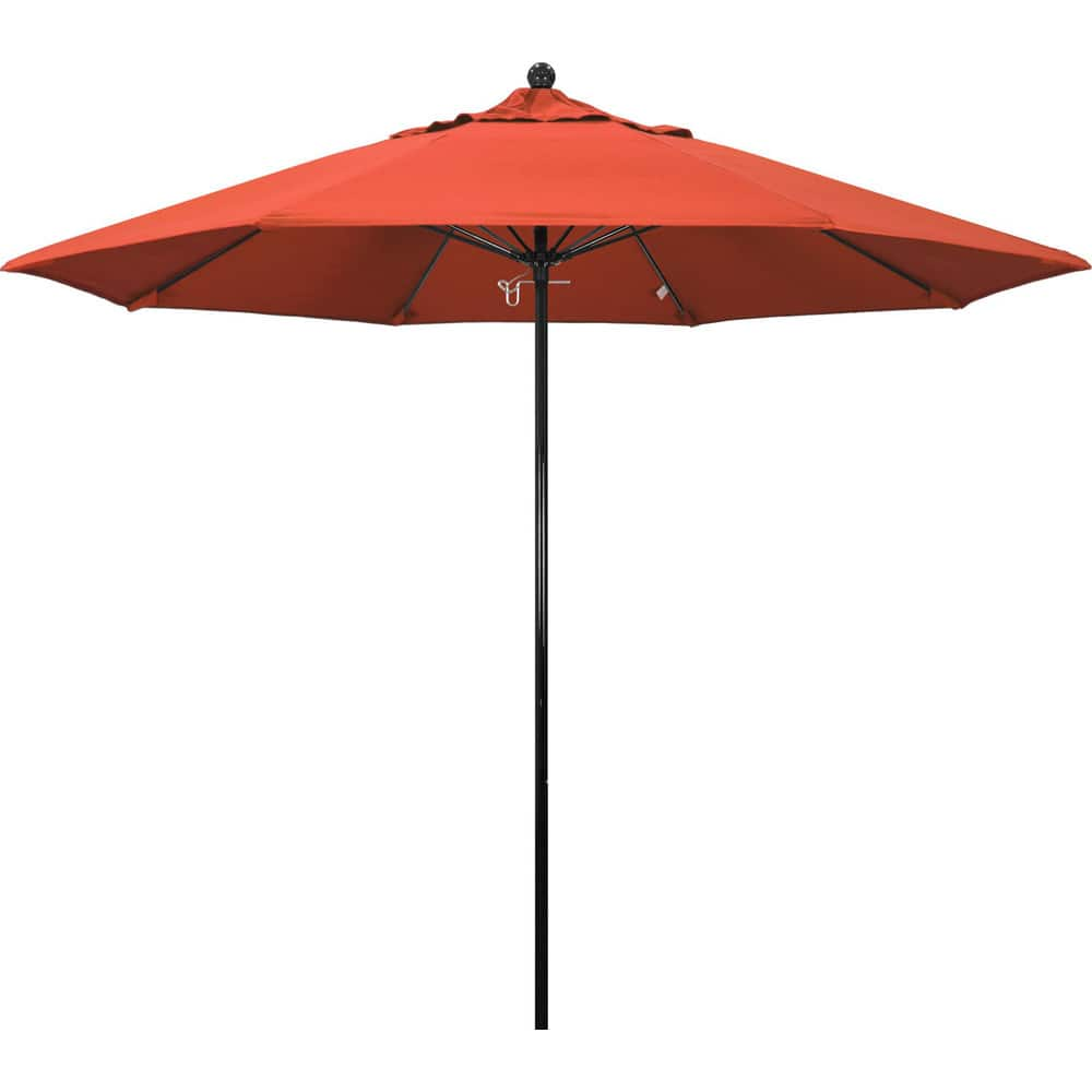 Patio Umbrellas; Diameter (Feet): 9; Height (Feet): 8.750; Fabric Color: Sunset; Base Included: No; Canopy Fabric: Olefin; Fade Resistant: Yes; Additional Information: Push Lift; Frame Material: Fiberglass