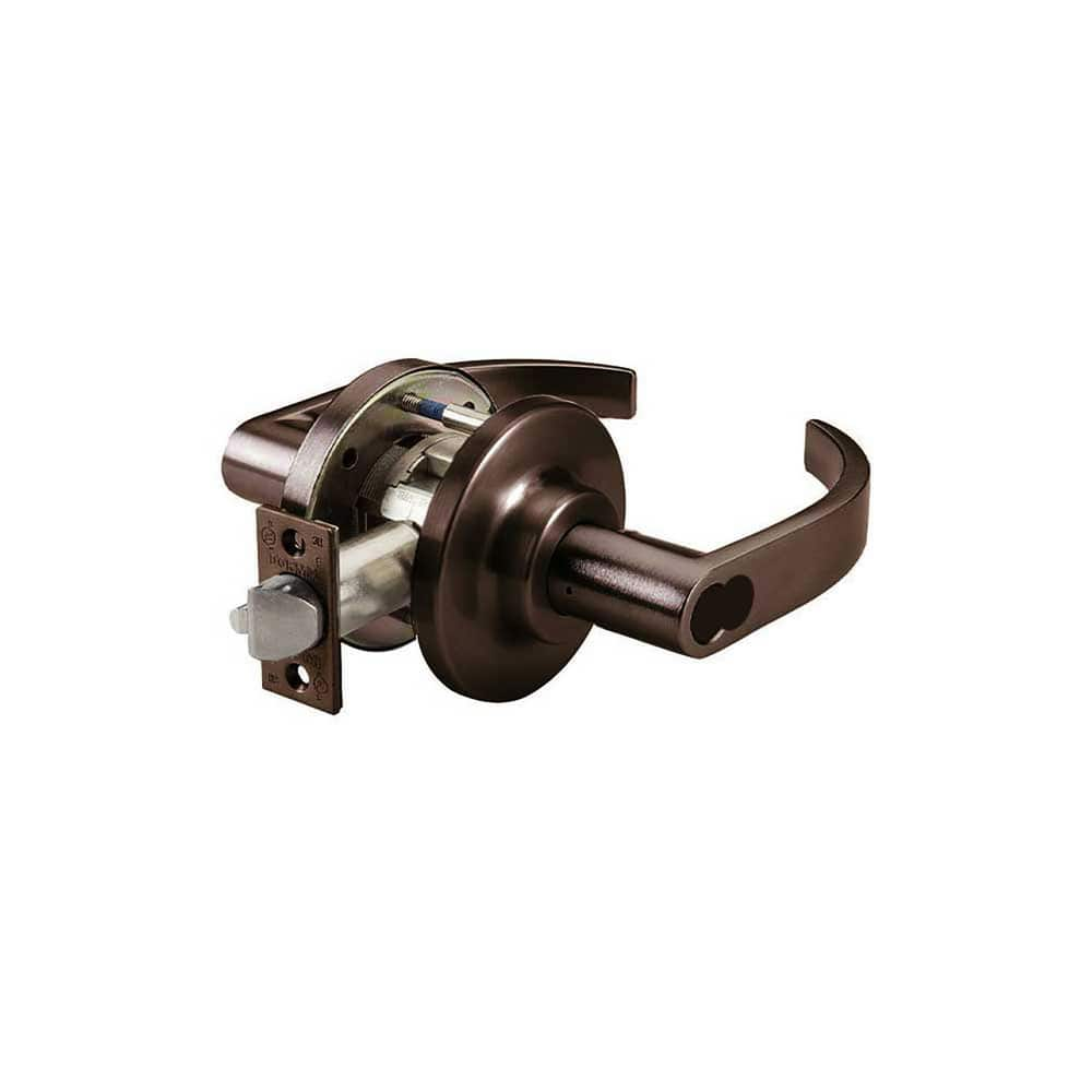 Lever Locksets; Type: Entry; Key Type: Keyed Different; Strike Type: ANSI 4-7/8; Finish/Coating: Oil Rubbed Bronze; Material: Steel; Material: Steel; Door Thickness: 1-3/4″ ™2-1/4″ ™; Backset: 2.75; Lockset Grade: Grade 1; Cylinder Type: Schlage LFIC Less