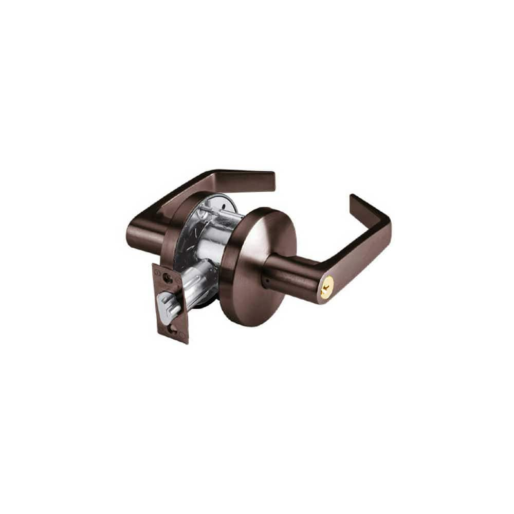 Lever Locksets; Type: Entry; Key Type: Keyed Different; Strike Type: ANSI 4-7/8; Finish/Coating: Oil Rubbed Bronze; Material: Steel; Material: Steel; Door Thickness: 1-3/8 ™1-3/4; Backset: 2.75; Lockset Grade: Grade 2; Cylinder Type: Conventional; Minimum