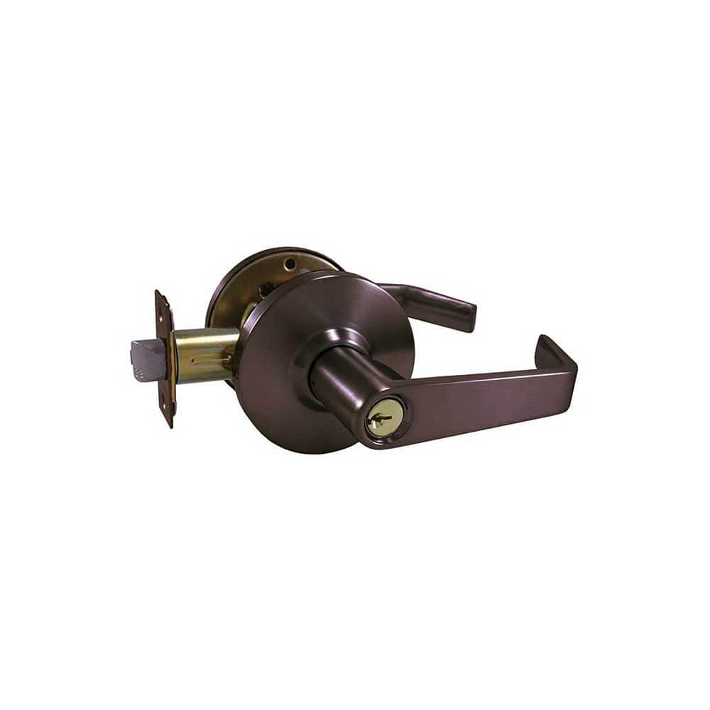 Lever Locksets; Type: Storeroom; Key Type: Keyed Different; Strike Type: ASA Strike; Finish/Coating: Oil Rubbed Bronze; Material: Brass/Zinc; Material: Brass/Zinc; Door Thickness: 1-3/4-2; Backset: 2.75; Lockset Grade: Grade 2; Cylinder Type: Conventional