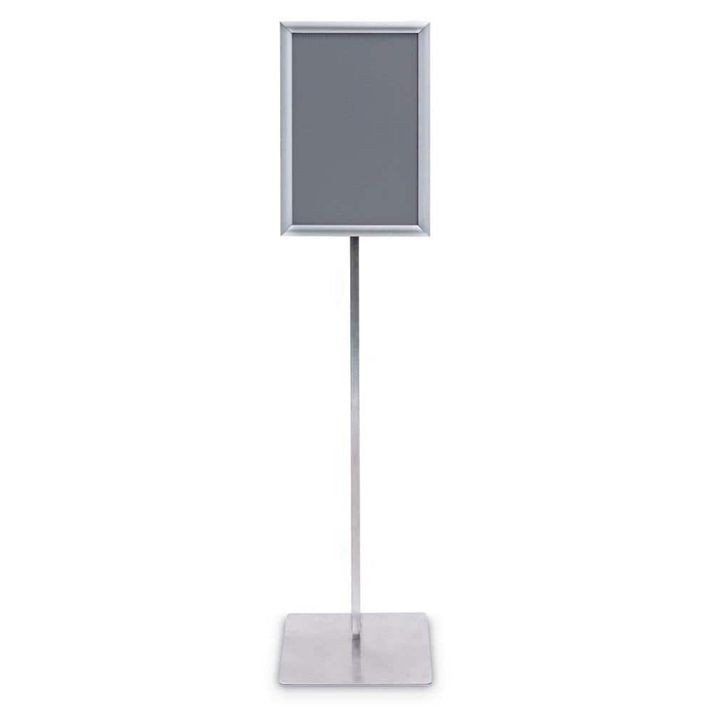 Sign Holders & Frames; Product Type: Sign Frame; Material: Aluminum; Color: Silver; Indoor/Outdoor: Indoor; Mount Type: Free Standing; Sign Holder Height (Decimal Inch): 53.5; Sign Holder Width (Inch): 8.5; Signs Held: 1; Sign Holder Width: 8.5; Sign Hold