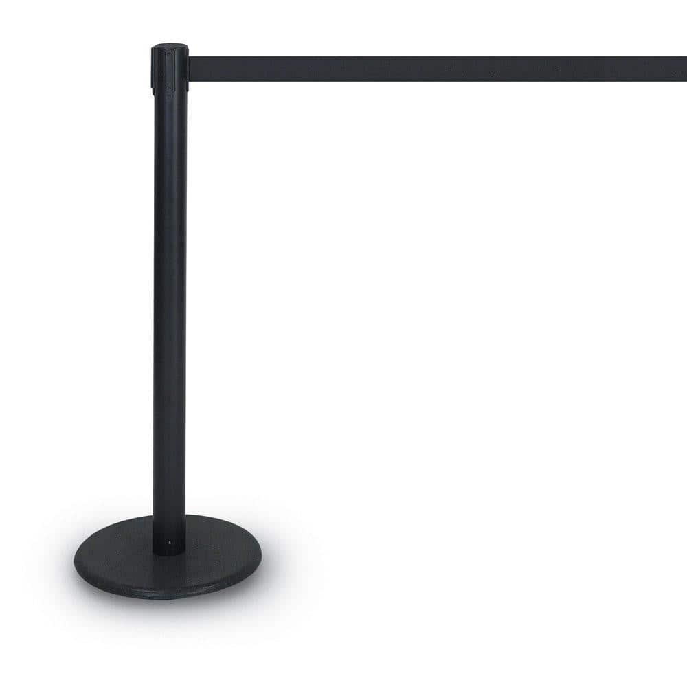 Barrier Parts & Accessories; Height (Inch): 38.6; Height (Decimal Inch): 38.6; Base Material: Metal; Color: Black; Length (Feet): 7 ft; Belt Length: 7 ft; Overall Height: 38.6