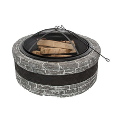 Wood-Burning Firepits; Shape: Circular; Base Material: Cast Iron; Bowl Material: Stainless Steel; Diameter (Inch): 35; Color: Black/Gray