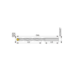 Replaceable Tip Drill: 10 to 10.4 mm Drill Dia, 89 mm Max Depth, 12 mm Straight-Cylindrical Shank Uses DMP Inserts, 160.83 mm OAL, Through Coolant