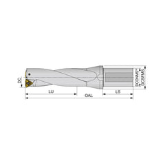 Indexable Insert Drills; Drill Style: TDSU; Maximum Drill Diameter (mm): 31.80; Maximum Drill Depth (mm): 96.10; Shank Type: Flatted; Shank Diameter (Inch): 32; Shank Diameter (mm): 32.00; Number of Drill Inserts: 2; Cutting Direction: Right Hand; Tool Ma