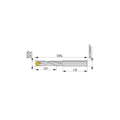 Replaceable Tip Drill: 12.5 to 12.9 mm Drill Dia, 52 mm Max Depth, 14 mm Straight-Cylindrical Shank Uses DMP Inserts, 128.84 mm OAL, Through Coolant