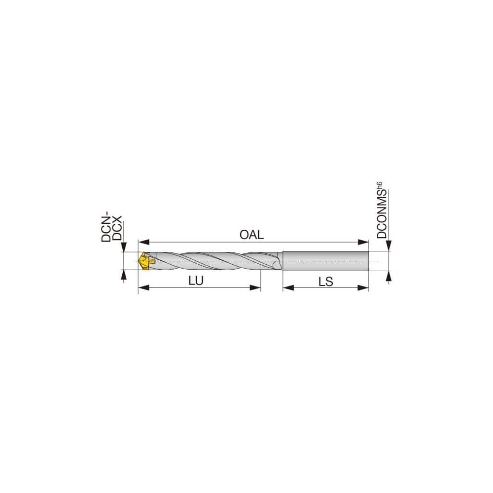 Replaceable Tip Drill: 12.5 to 12.9 mm Drill Dia, 84 mm Max Depth, 14 mm Straight-Cylindrical Shank Uses DMP Inserts, 161.09 mm OAL, Through Coolant