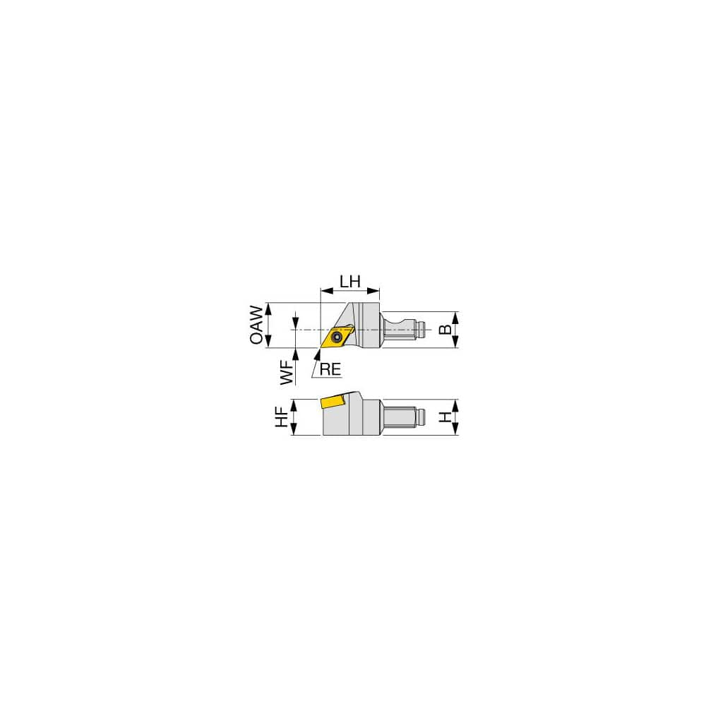 Modular Turning & Profiling Cutting Unit Head: Size QC12, External, Right Hand Uses DXGU Inserts, Through Coolant