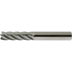 Square End Mill: 1/2'' Dia, 1-1/2'' LOC, 1/2'' Shank Dia, 3.5'' OAL, 5 Flutes, Solid Carbide Single End, Uncoated, Spiral Flute, 36 ° Helix, RH Cut, RH Flute