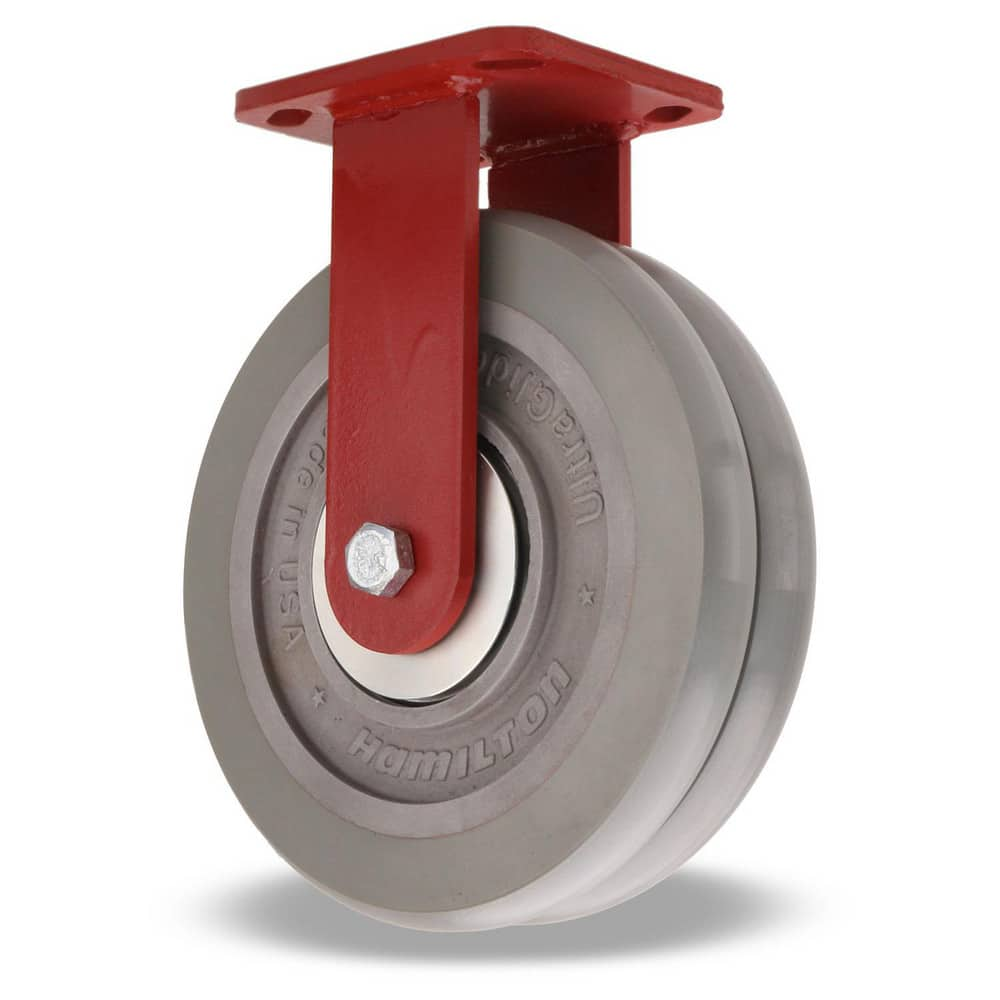 Rigid Top Plate Caster: Polyurethane on Aluminum, 8″ Wheel Dia, 2″ Wheel Width, 1,900 lb Capacity, 9-1/2″ OAH 4.5″ Plate Length, 4″ Plate Width, Non-Marking