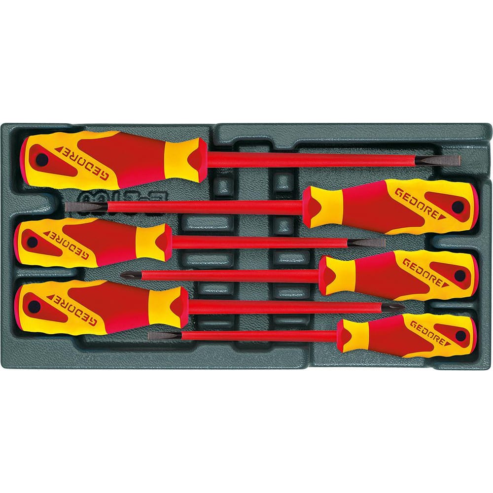 Screwdriver Set: 6 Pc, Pozidriv Includes VDE 2170 Slotted 4, 5.5, 6.5, 8, VDE 2160 PZ 1, 2