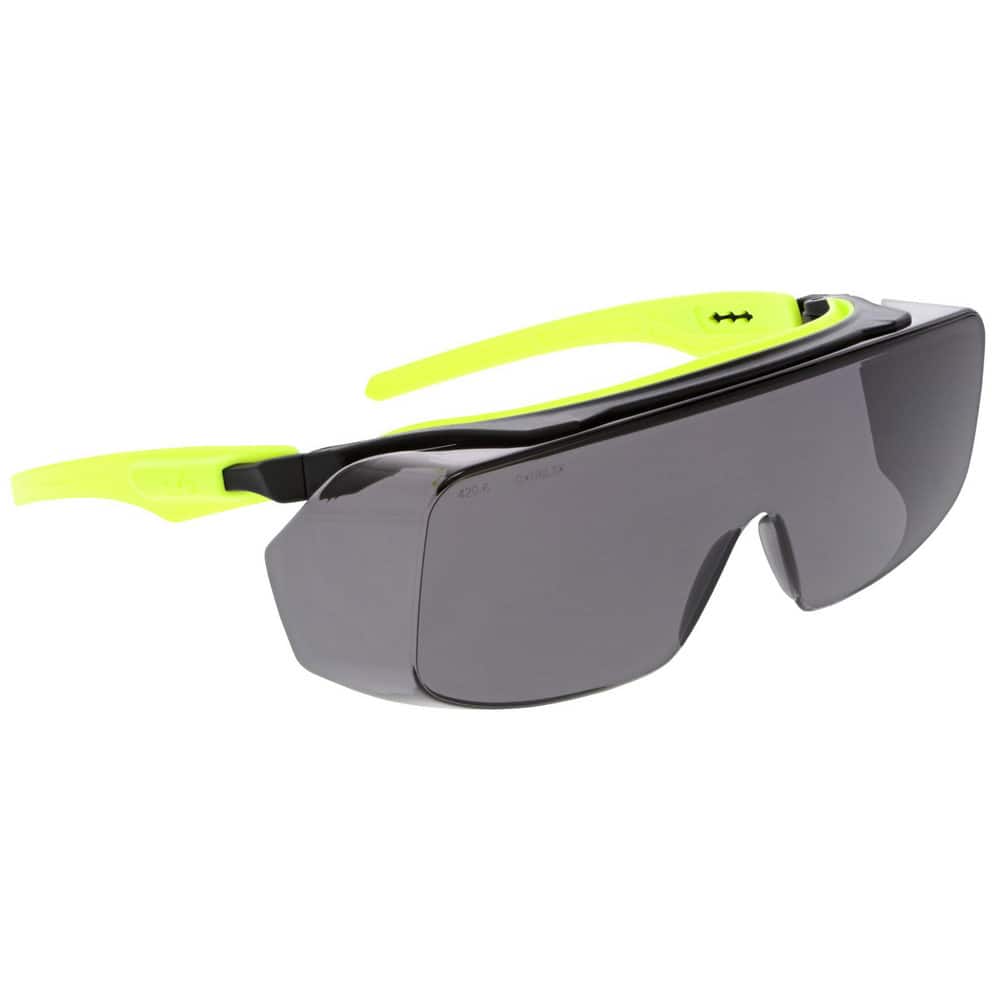 Safety Glass: Anti-Fog, Polycarbonate, Gray Lenses, Half-Framed Black Frame, Over the Glass