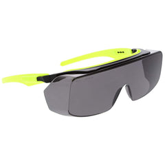 Safety Glass: Anti-Fog, Polycarbonate, Gray Lenses, Half-Framed Black Frame, Over the Glass