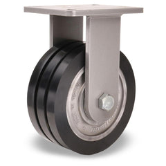 Rigid Top Plate Caster: Polyurethane on Aluminum, 8″ Wheel Dia, 2″ Wheel Width, 4,000 lb Capacity, 10-1/2″ OAH 7.25″ Plate Length, 5.25″ Plate Width, Non-Marking