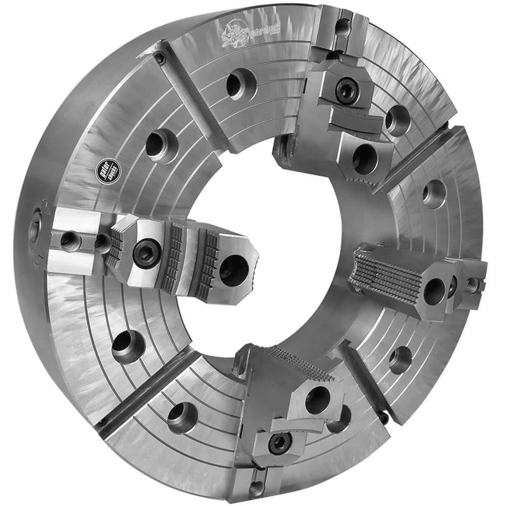 Independent Manual Lathe Chuck: 4-Jaw,  25″ Dia Two-Piece Jaws, Direct Mount, 850 Max RPM