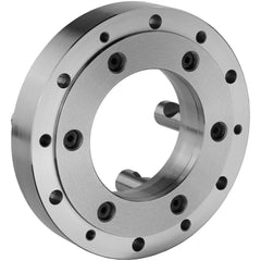 Lathe Chuck Adapter Back Plates; Nominal Chuck Size: 12 in; Mount Type: D1-8; Spindle Nose Type: D Series; Chuck Compatibility: 1-203-1200; 1-106-1200; 1-107-1200; 1-105-1200; 1-202-1200; 1-201-1200; 1-205-1200; Through-hole Diameter: 5.36 in; Chuck Diame