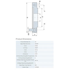 Lathe Chuck Adapter Back Plates; Nominal Chuck Size: 20 in; Mount Type: Slotted Table; Spindle Nose Type: Slotted Table; Chuck Compatibility: 1-207-2001; Through-hole Diameter: 7.677 in; Chuck Diameter Compatibility: 20 in; Material: Steel; Chuck Diameter