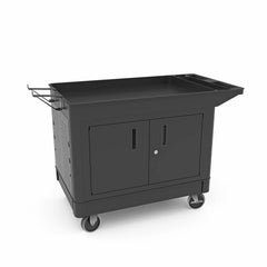 25-1/2″ Wide x 33″ High x 45.5″ Long Industrial Work Cart with Locking Cabinet Rubber Wheels, Black