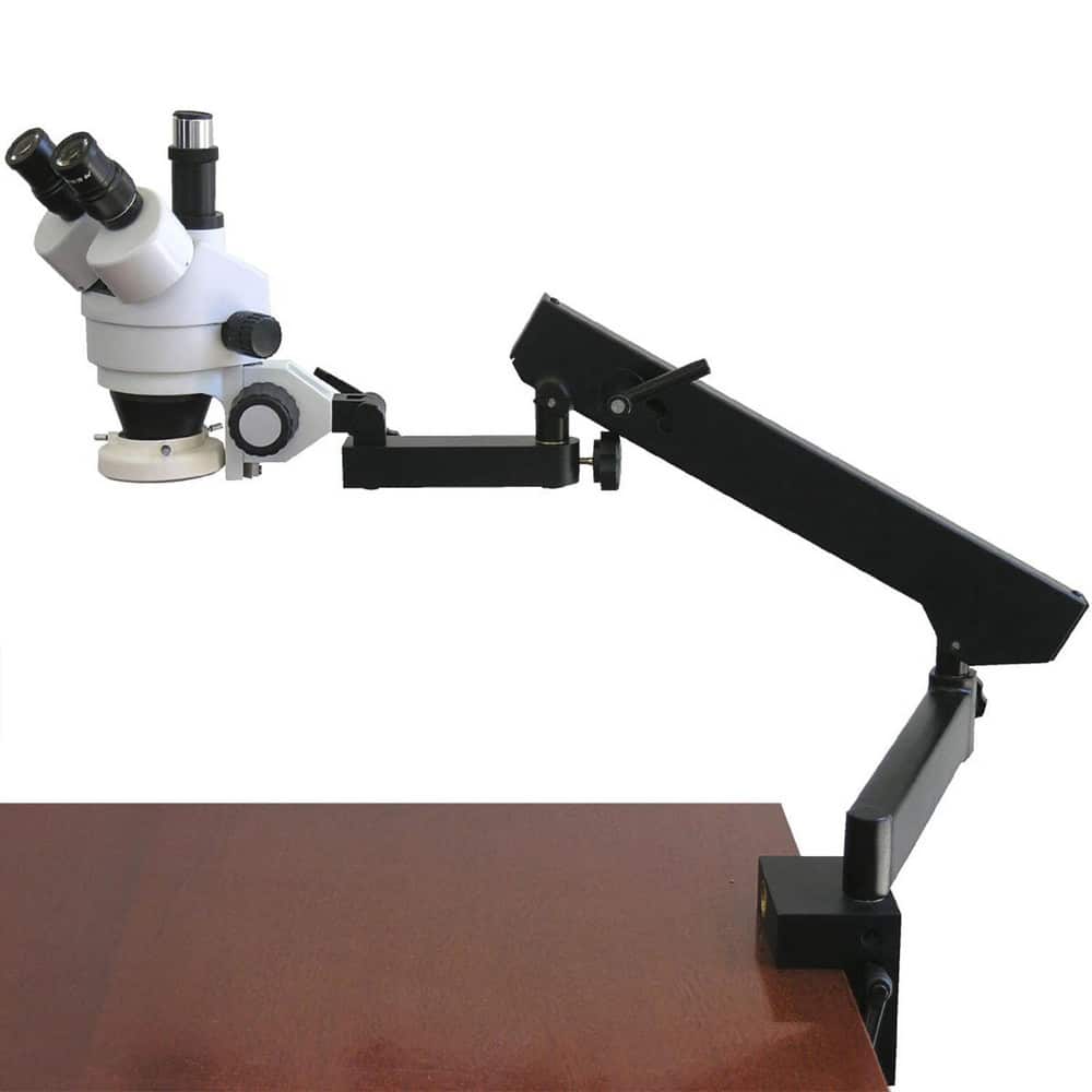 Microscopes; Microscope Type: Stereo; Eyepiece Type: Trinocular; Arm Type: Clamp; Articulating; Image Direction: Upright; Eyepiece Magnification: 10x; Maximum Magnification: 7x