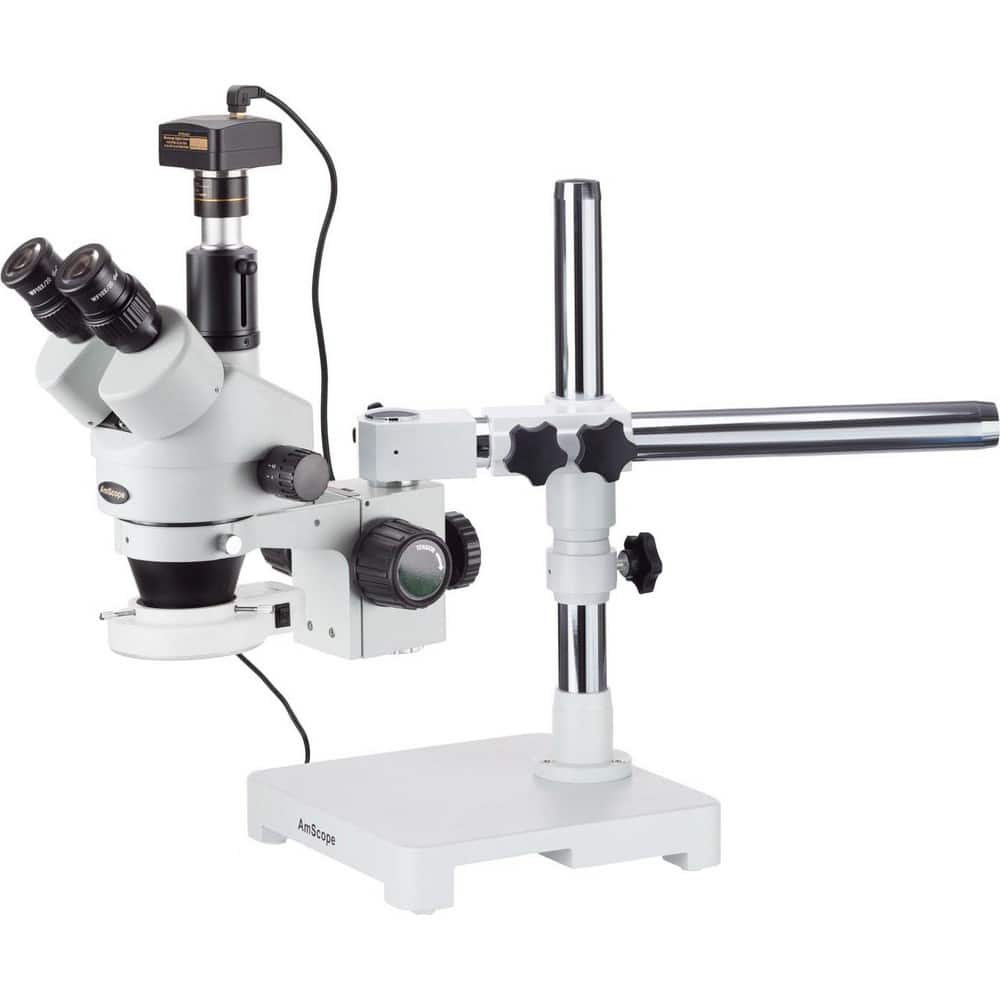 Microscopes; Microscope Type: Stereo; Eyepiece Type: Trinocular; Arm Type: Boom Stand; Single Arm; Image Direction: Upright; Eyepiece Magnification: 10x; Maximum Magnification: 3.5x