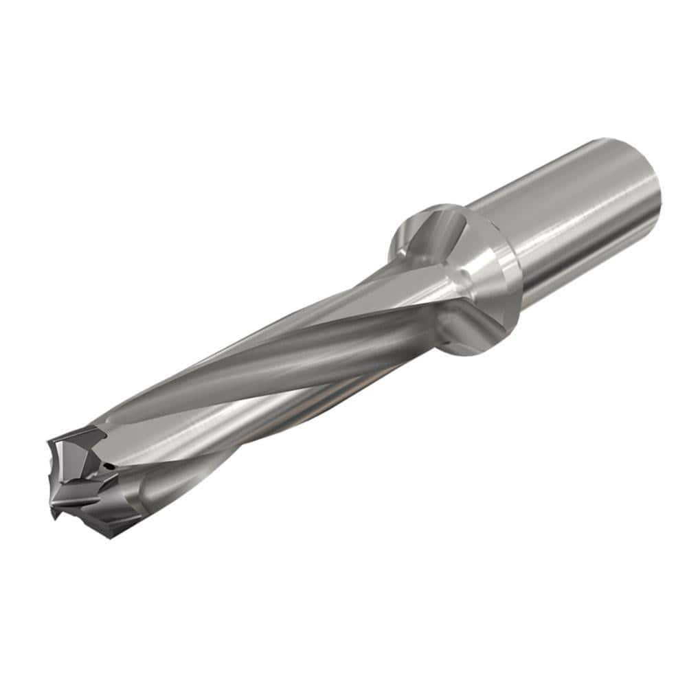 Replaceable Tip Drill: 0.492 to 0.508'' Drill Dia, 2.569″ Max Depth, 0.625'' Straight-Cylindrical Shank Uses H3P Inserts, 5.36″ OAL, Through Coolant