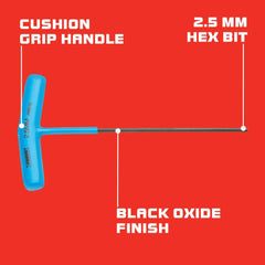 Hex Keys; End Type: Hex; Handle Type: T-Handle; Arm Style: T-Handle; Arm Length: 3 in; 6 in; Handle Color: Blue; Insulated: No; Overall Length: 3.00