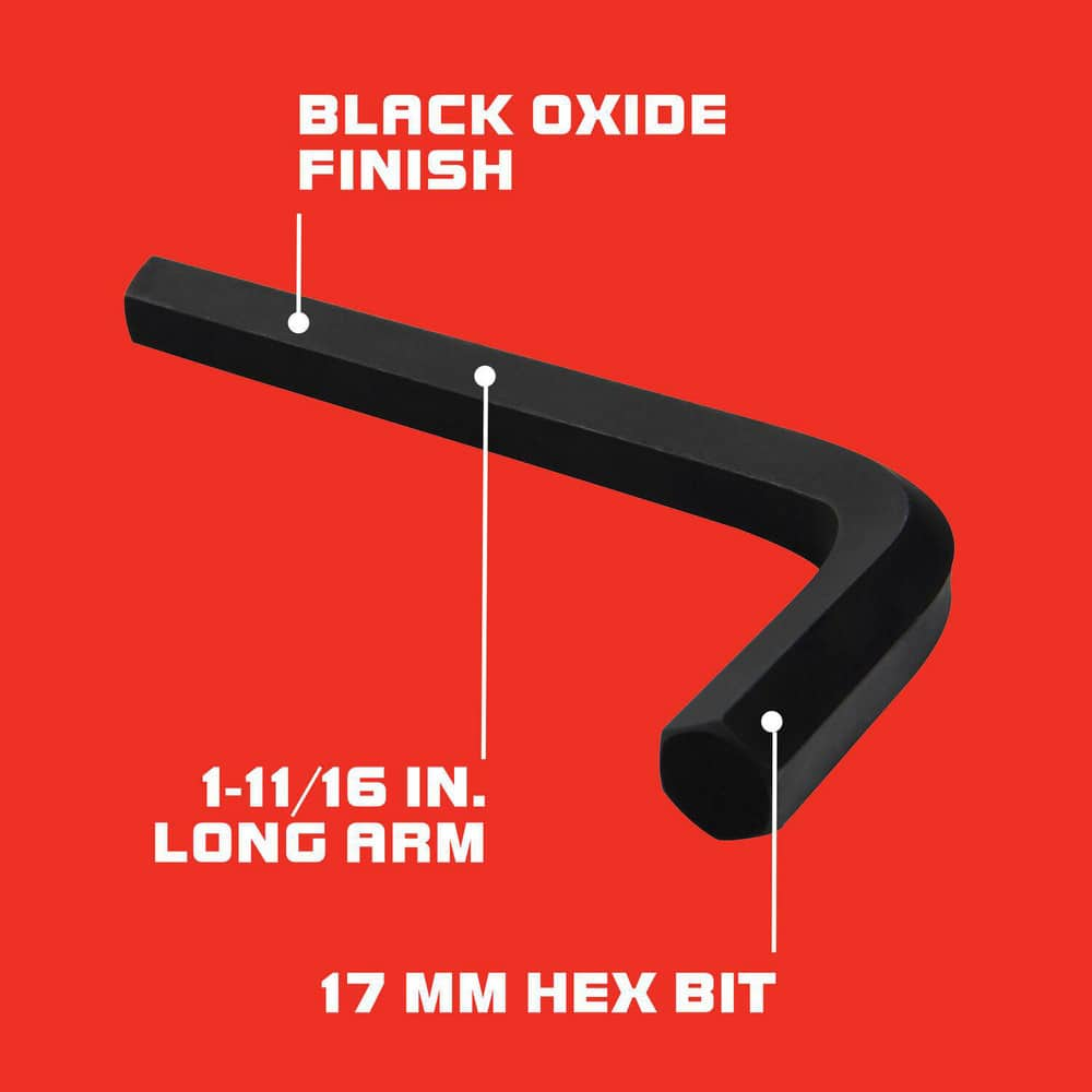 Hex Keys; End Type: Hex; Handle Type: L-Handle; Arm Style: Long; Arm Length: 6 in; 1.25 in; Handle Color: Black; Insulated: No; Overall Length: 6.00