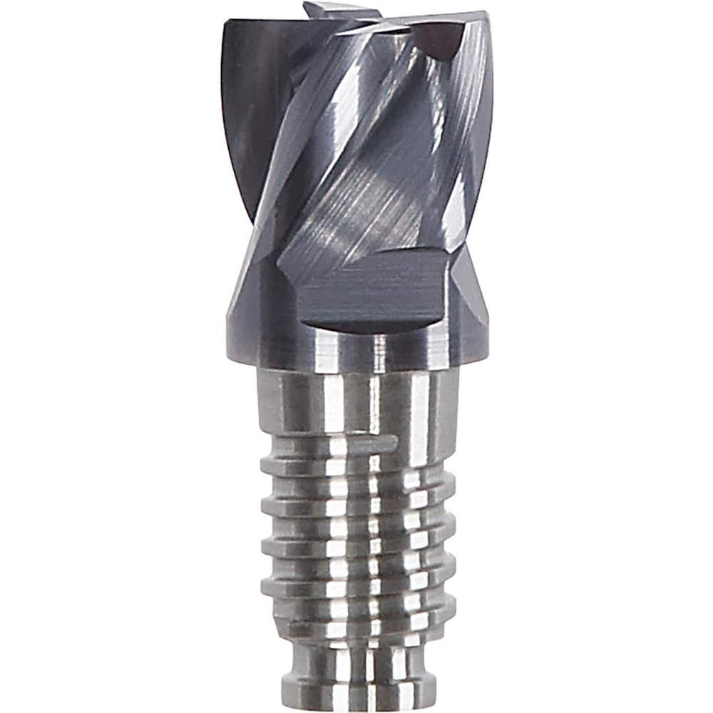 Corner Radius & Corner Chamfer End Mill Heads; Chamfer Angle: 45.000; Connection Type: Duo-Lock 10; Centercutting: Yes; Flute Type: Spiral; Number Of Flutes: 4; End Mill Material: Solid Carbide; Overall Length: 0.49