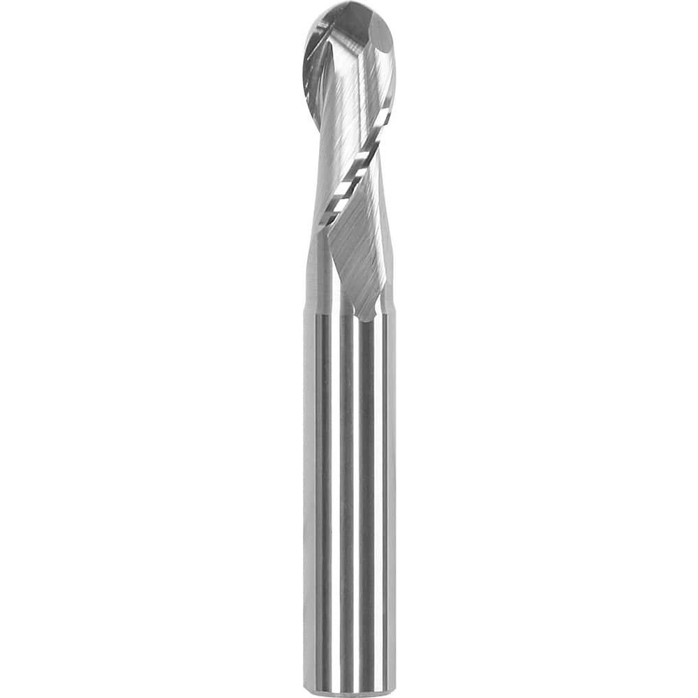 Ball End Mill: 0.2362″ Dia, 0.5118″ LOC, 2 Flute, Solid Carbide Uncoated