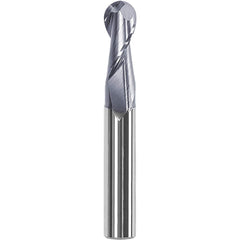 Ball End Mill: 0.1875″ Dia, 0.5″ LOC, 2 Flute, Solid Carbide 2-1/4″ OAL, 1/4″ Shank Dia, AlTiN Coated