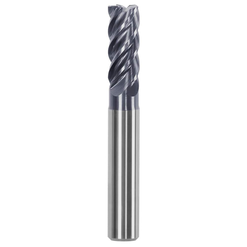 Corner Chamfer End Mill: 0.7087″ Dia, 1.2598″ LOC, 5 Flute, 0.0197″ Chamfer Width, Solid Carbide 3.66 mm OAL, AlTiN Coated